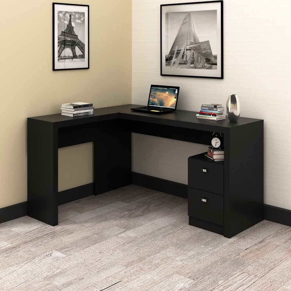 Mesa p/Escritório Tecno Mobili ME-4129 Canto Preto