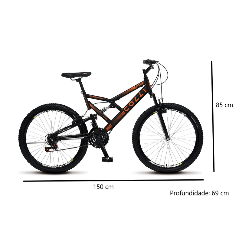 Bicicleta Colli Gps Aro 26 V Brake 21 Marchas Preto Laranja