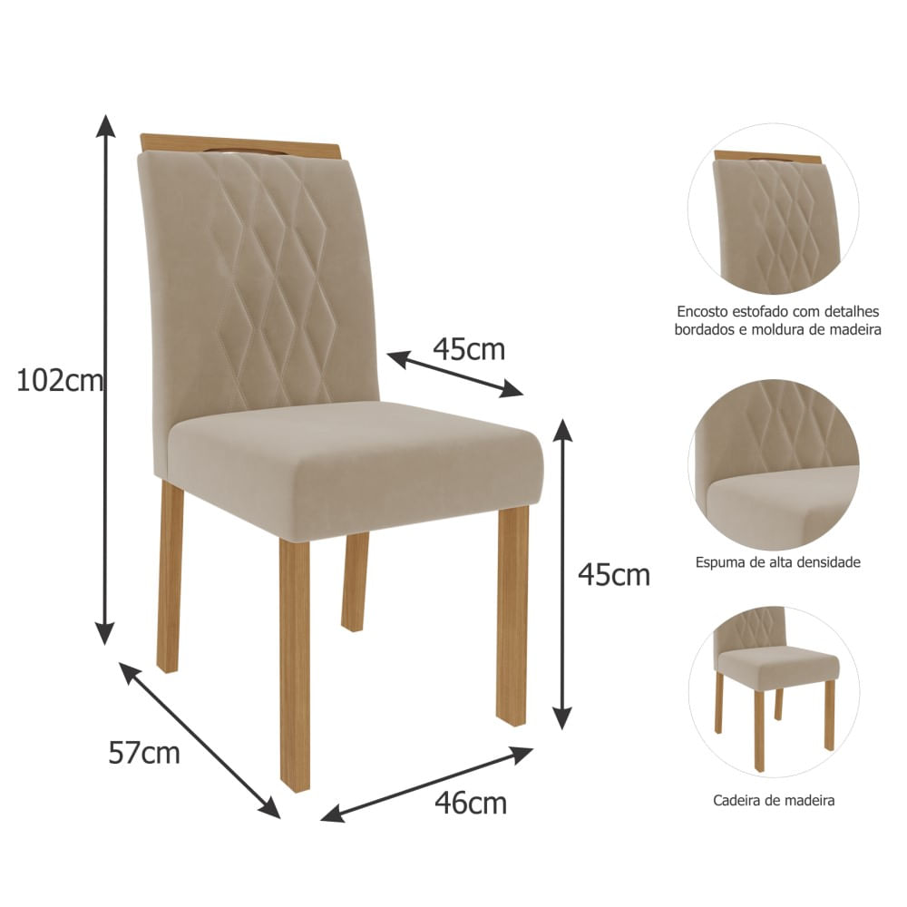 Jogo De Cadeira Para Sala De Jantar 102X46Cm Em Madeira Tauari Juliana  Class Cimol Madeira/Linho Bege - Madeira/Linho Bege Juliana Class