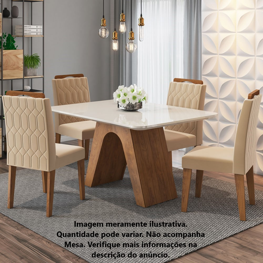 Jogo de Cadeiras para Sala de Jantar Estofadas 100% MDF - Cimol Paola  Savana/Nude iii 2 Peças - FL Cimol Paola