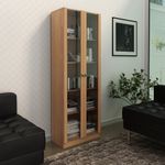 Armario-Estante-Livreiro-Portas-Vidro-4-Prateleiras-Amendoa--1-