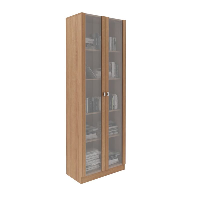 Armario-Estante-Livreiro-Portas-Vidro-4-Prateleiras-Amendoa--3-
